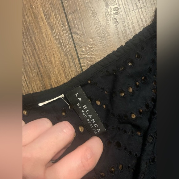 La Blanca boho classic beach spring Swimwear Cover-ups mini dress eyelet coastal - Picture 3 of 5